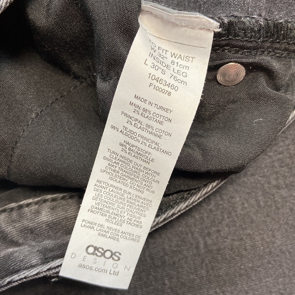ASOS Design High Rise Destroyed Skinny Leg Ripped Factory Faded Designer Jeans - Picture 9 of 16